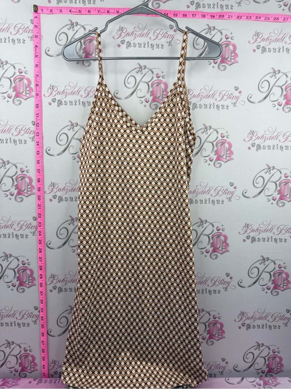 MIIYU dress abstract geometric Women’s Slip Dress - Brown Diamond Print